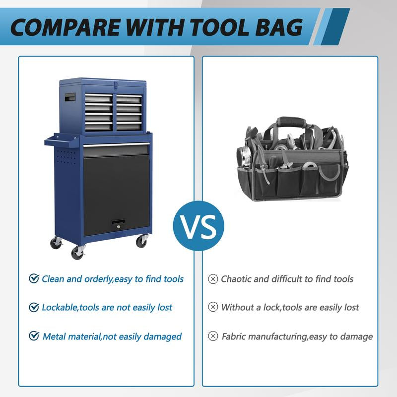 5-Drawer Rolling Tool Storagecabinet with Enhanced Packaging, Detachabletop Tool Box, Metal Tool Cart for Garageworkshop Key Lock Metal Toolbox